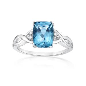 Gemminded 10kt. White Gold Cushion London Blue Topaz Ring