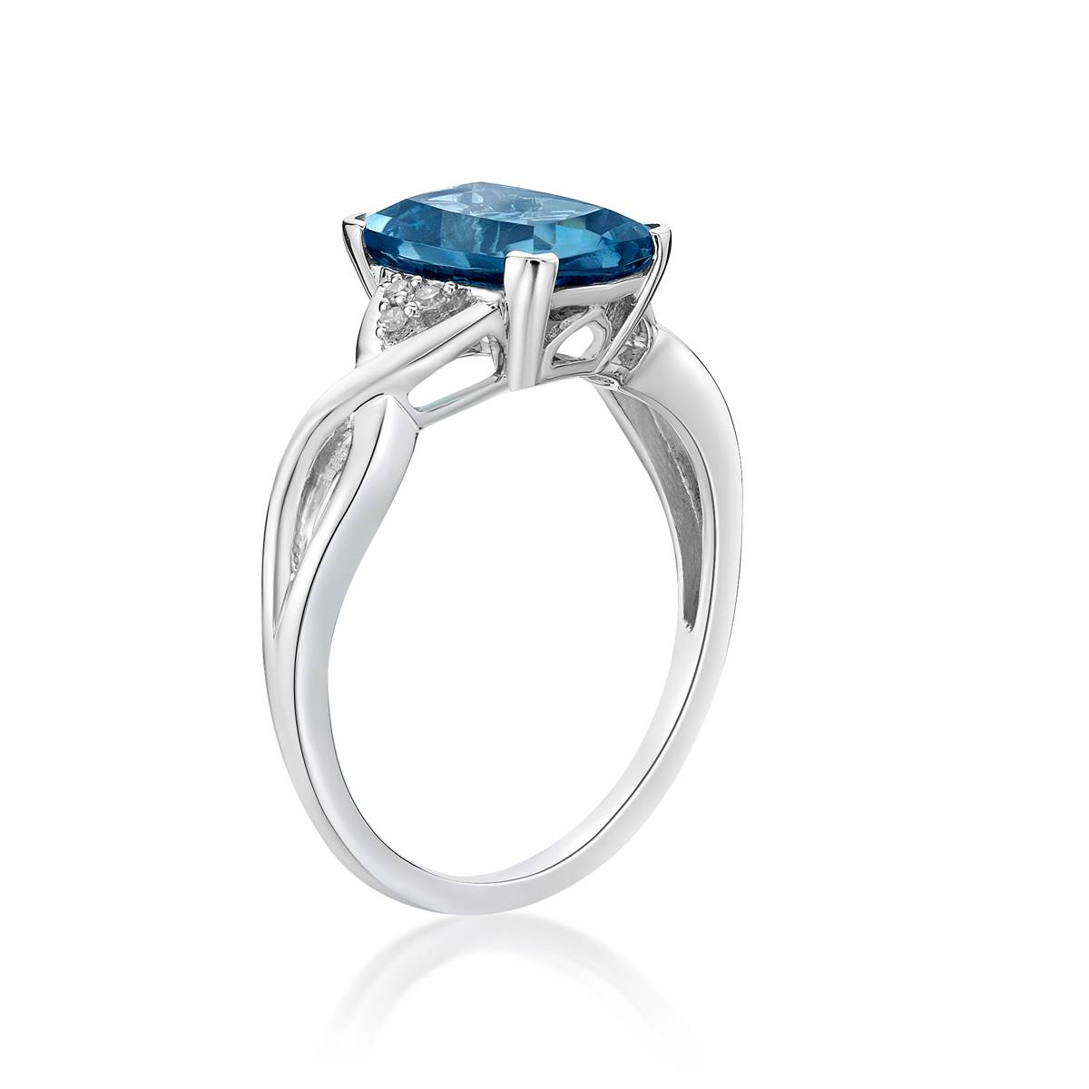 10kt. White Gold Cushion London Blue Topaz Ring