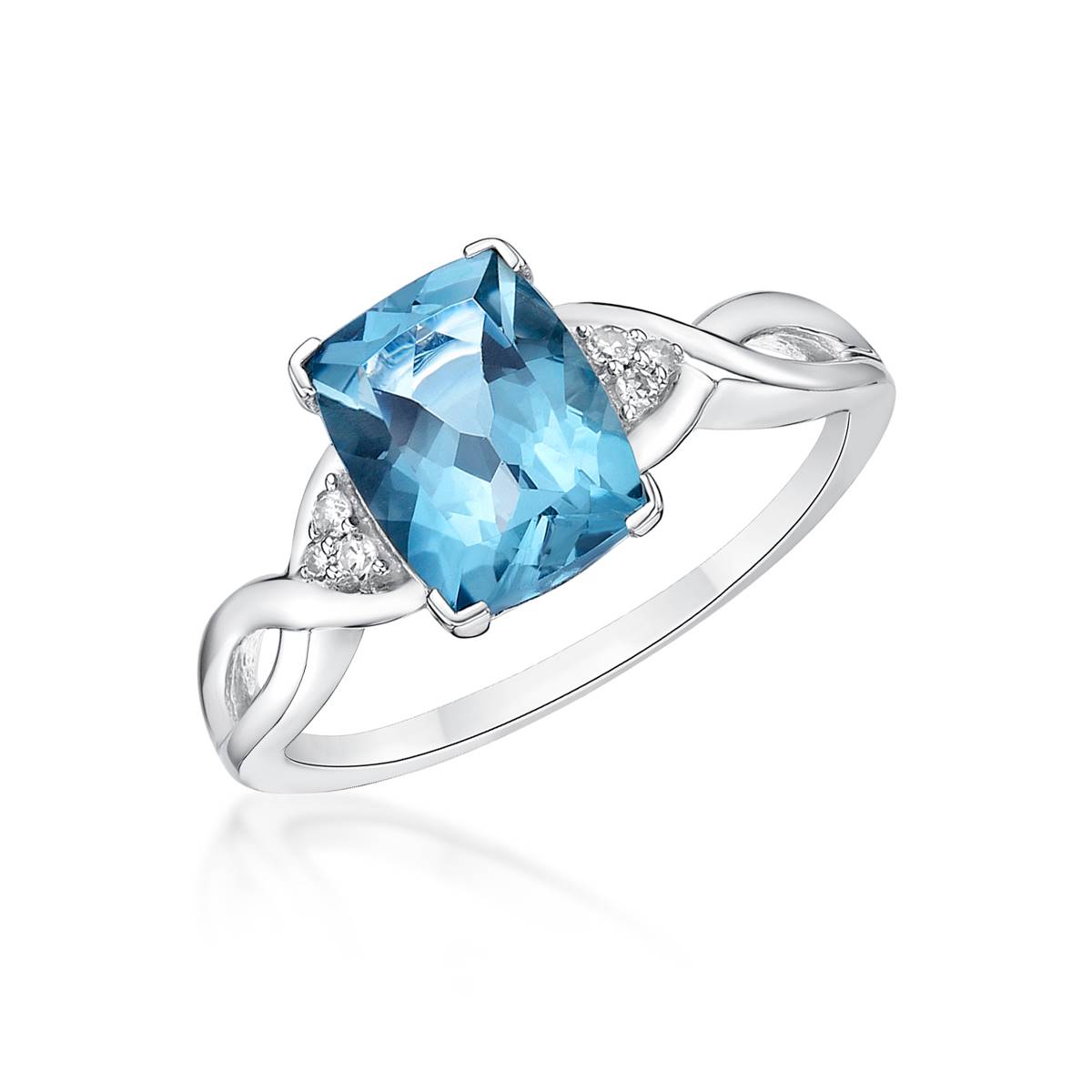 10kt. White Gold Cushion London Blue Topaz Ring