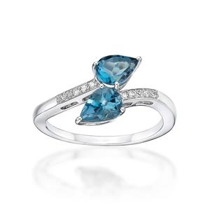 Gemminded 10kt. White Gold 2-Stone London Blue Topaz Ring