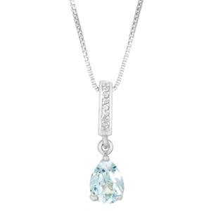 Gemminded 7x5mm Pear Shape Aquamarine & White Topaz Pendant