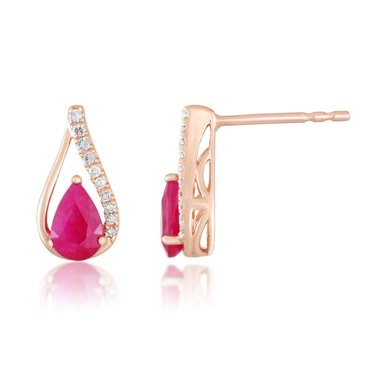 10kt. Rose Gold Pear Ruby Earrings