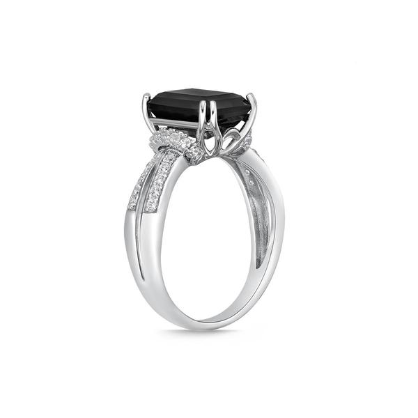 Gemminded Sterling 8mm Cushion Onyx & White Topaz Statement Ring alternate view