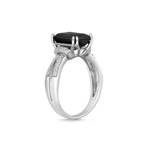 Gemminded Sterling 8mm Cushion Onyx & White Topaz Statement Ring alternate view