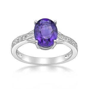 Gemminded Sterling Silver Ring Amethyst & White Topaz Gemstones