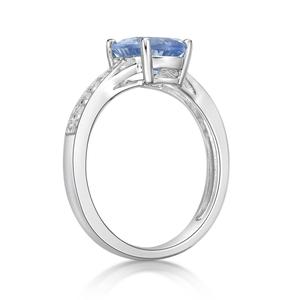Gemminded Sterling Silver Ring Aquamarine & White Topaz Gemstone alternate view