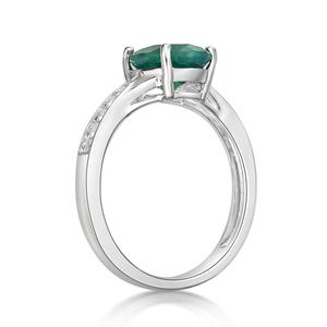 Gemminded Sterling Silver Ring w/ Emerald & White Topaz Gemstones alternate view