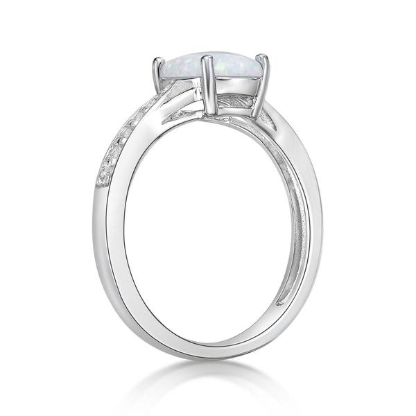 Gemminded Sterling Silver Ring w/ Opal & White Topaz Gemstones alternate view
