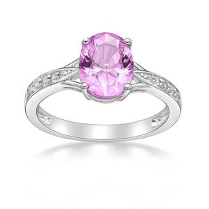 Gemminded Sterling Silver Pink Sapphire/White Topaz Gemstone Ring
