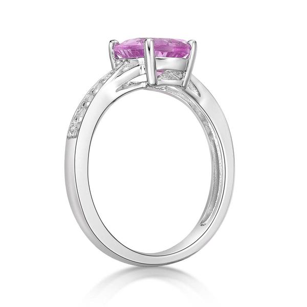 Gemminded Sterling Silver Pink Sapphire/White Topaz Gemstone Ring alternate view
