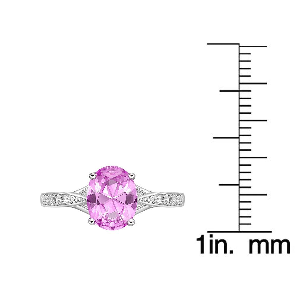 Sterling Silver Ring W/ Pink Sapphire & White Topaz Gemstones