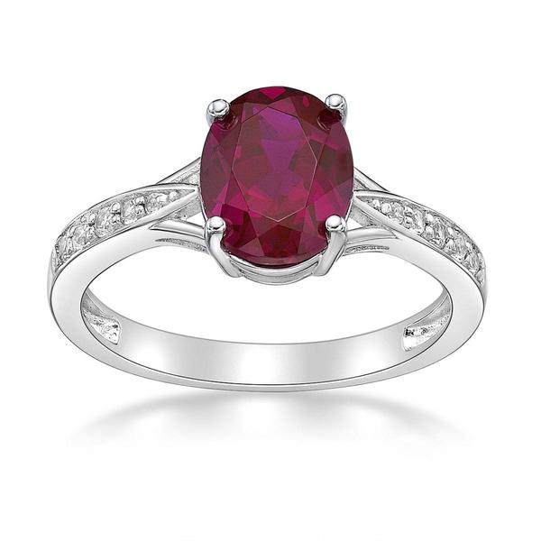 Gemminded Sterling Silver Ring w/ Ruby & White Topaz Gemstones