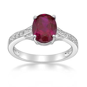 Gemminded Sterling Silver Ring w/ Ruby & White Topaz Gemstones