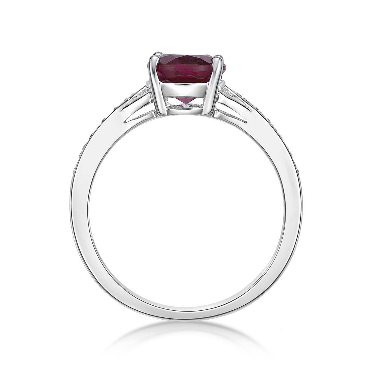 Sterling Silver Ring W/ Created Ruby & White Topaz Gemstones