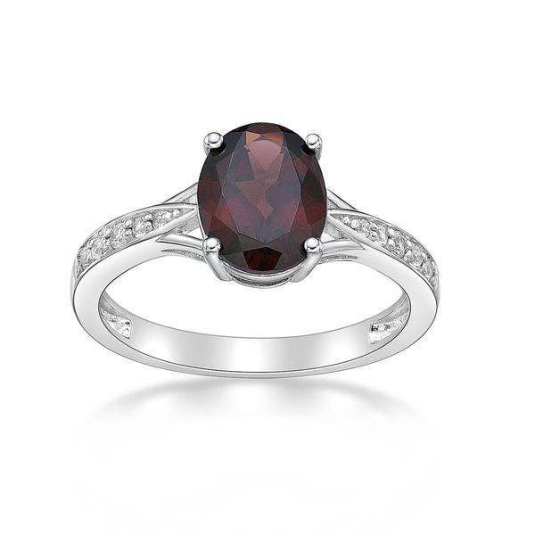 Gemminded Sterling Silver Ring w/ Garnet & White Topaz Gemstones