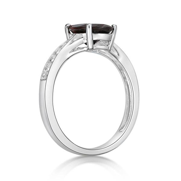 Gemminded Sterling Silver Ring w/ Garnet & White Topaz Gemstones alternate view