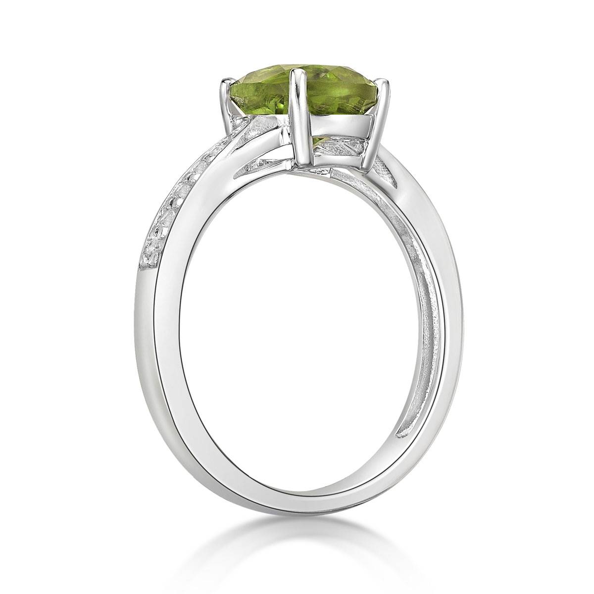 Sterling Silver Ring W/ Peridot & White Topaz Gemstones