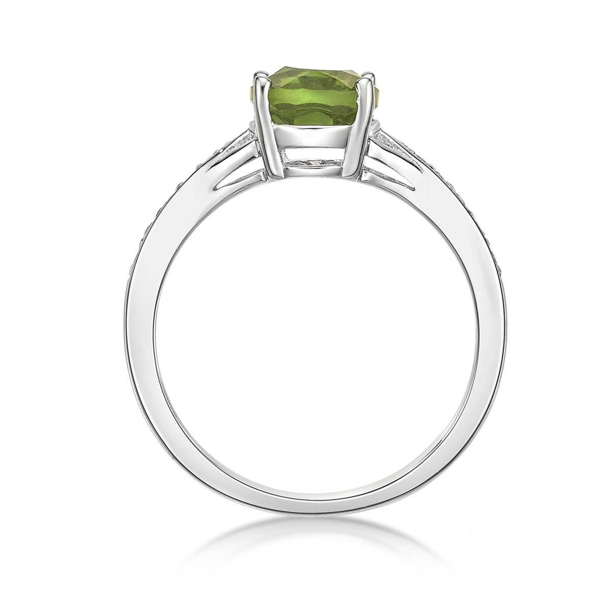 Sterling Silver Ring W/ Peridot & White Topaz Gemstones