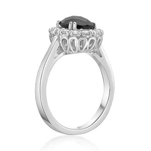 Gemminded Sterling Silver Oval Onyx & White Sapphire Ring alternate view