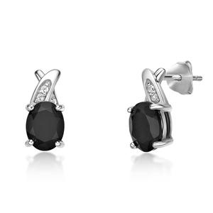 Gemminded Sterling Silver Black Onyx & White Sapphire Earrings alternate view