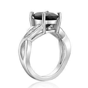 Gemminded Sterling Silver Oval Black Onyx & White Sapphire Ring alternate view