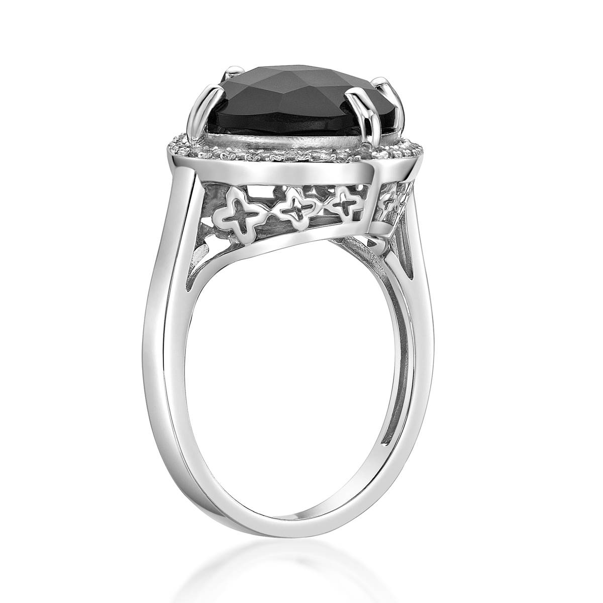 Gemminded Sterling Silver Onyx & White Sapphire Ring