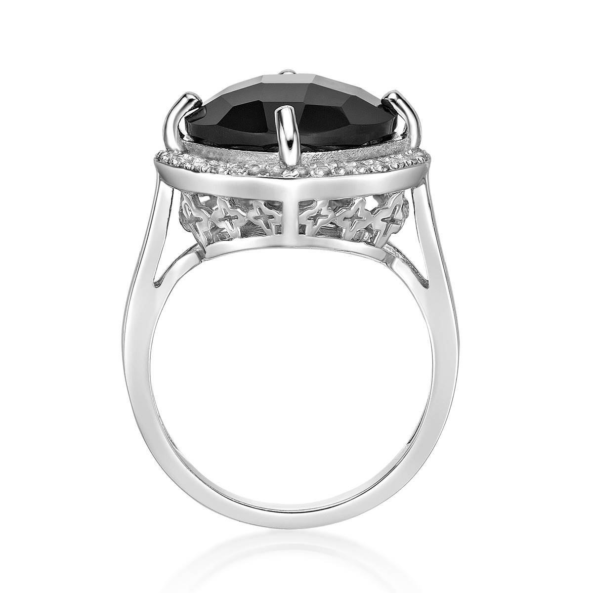 Gemminded Sterling Silver Onyx & White Sapphire Ring