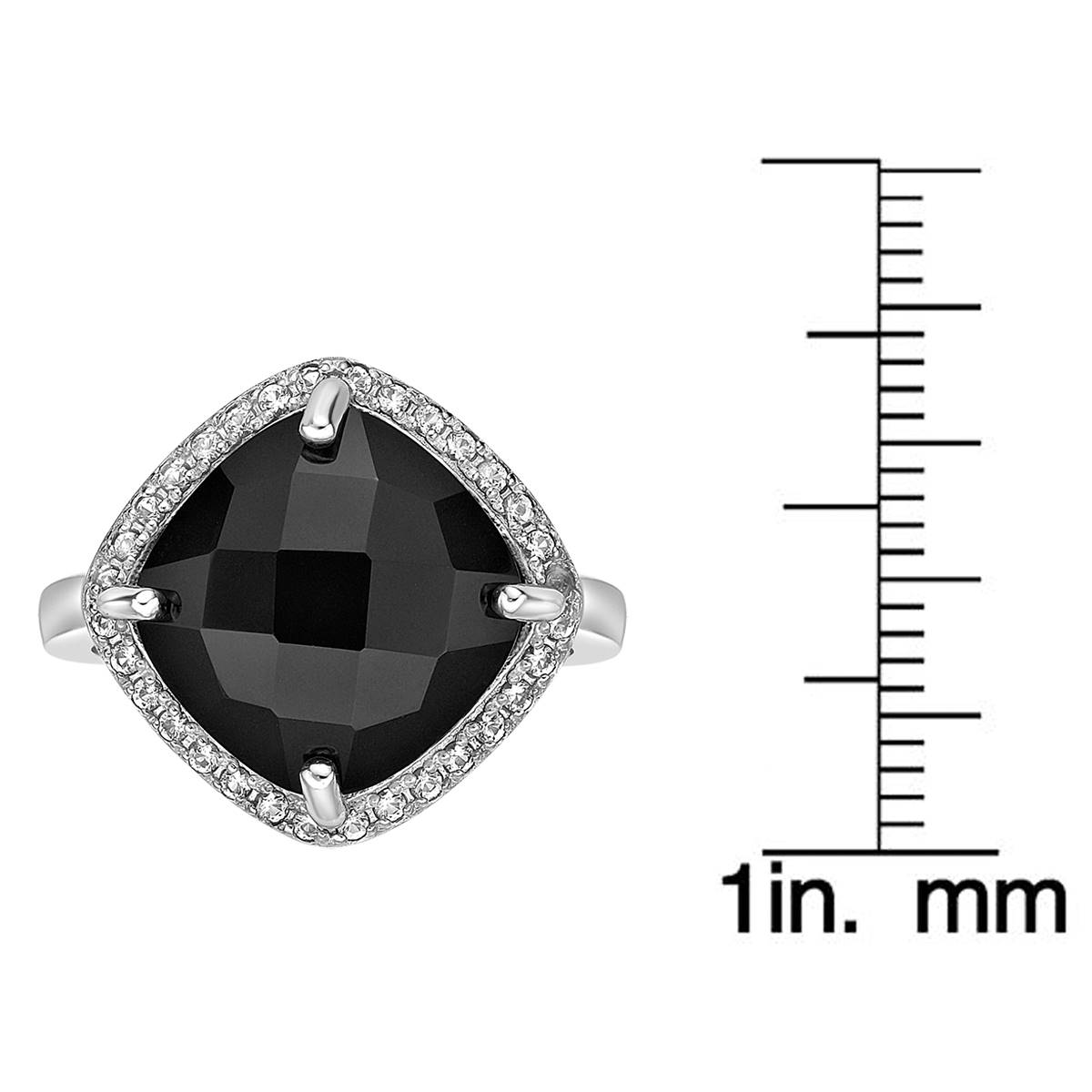 Gemminded Sterling Silver Onyx & White Sapphire Ring