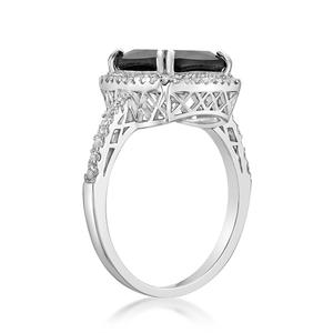 Gemminded Sterling 10mm Cushion Onyx & White Topaz Ring alternate view