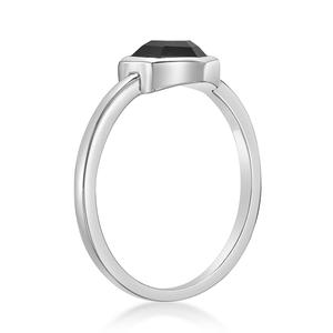 Gemminded Sterling Silver 6mm Hexagonal Black Onyx Ring alternate view