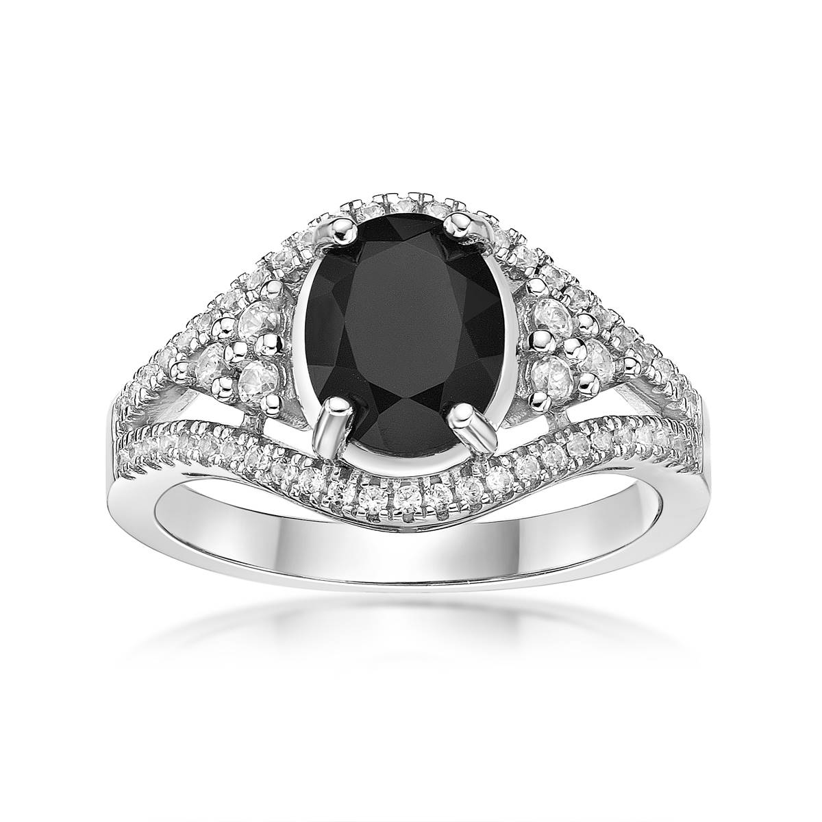 Gemminded Sterling Silver Black Onyx & White Topaz Ring