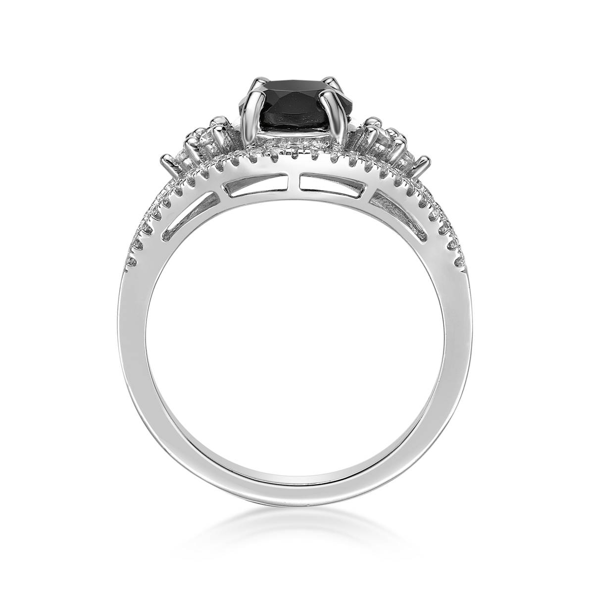 Gemminded Sterling Silver Black Onyx & White Topaz Ring