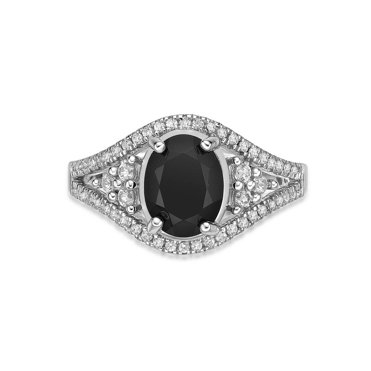 Gemminded Sterling Silver Black Onyx & White Topaz Ring