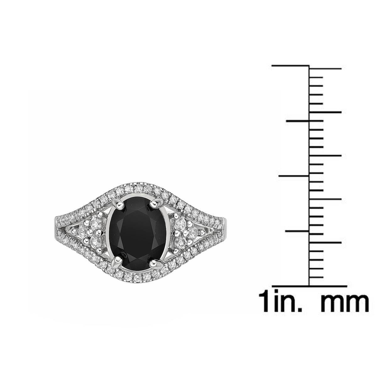 Gemminded Sterling Silver Black Onyx & White Topaz Ring