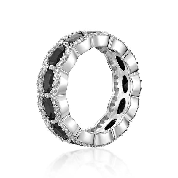 Gemminded Sterling Silver Black Onyx & White Sapphire Ring alternate view