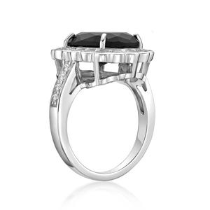 Gemminded Sterling Silver Oval Onyx & White Topaz Ring alternate view