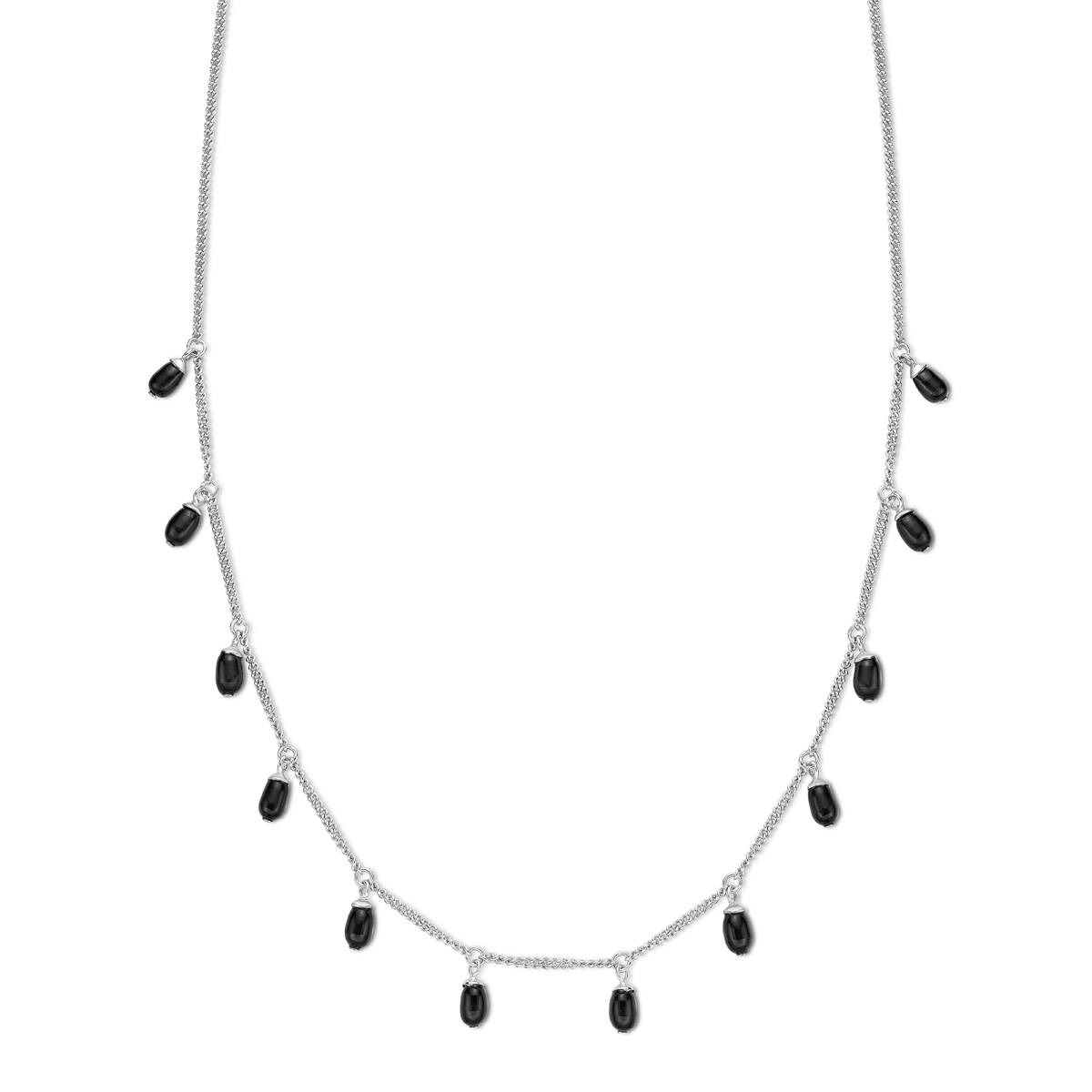 Gemminded Sterling Silver Oval Black Onyx Necklace