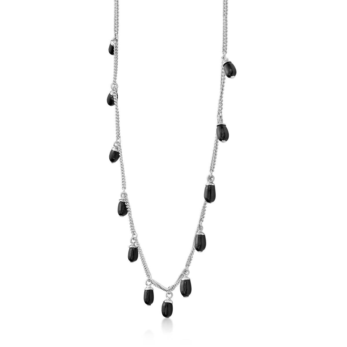 Gemminded Sterling Silver Oval Black Onyx Necklace