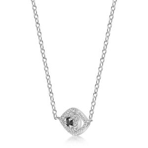 Gemminded Sterling Silver 3mm Onyx & White Sapphire Eye Pendant alternate view