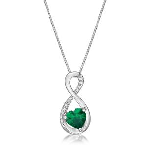 Gemminded Sterling Silver 6mm Emerald Infinity Pendant Necklace