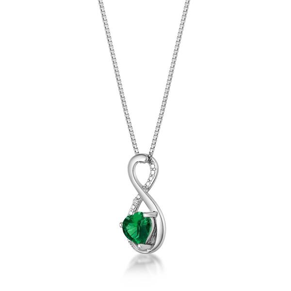 Gemminded Sterling Silver 6mm Emerald Infinity Pendant Necklace alternate view