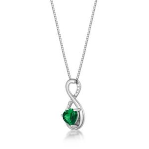 Gemminded Sterling Silver 6mm Emerald Infinity Pendant Necklace alternate view