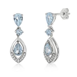 Gemminded Pear & Round Aquamarine & White Topaz Earrings alternate view