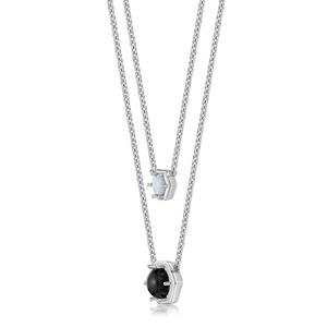 Gemminded Sterling Silver 6mm Hexagonal Onyx & Opal Necklace alternate view