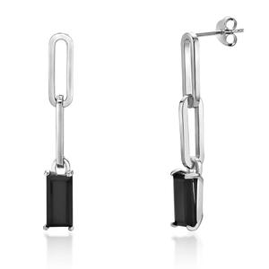 Gemminded Sterling Silver Baguette Onyx Earrings alternate view