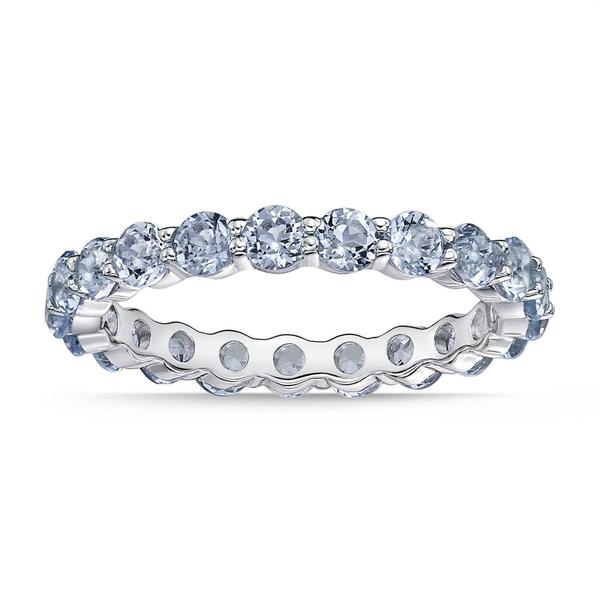 Gemminded 3mm Round Created Aquamarine Ring in Sterling Silver