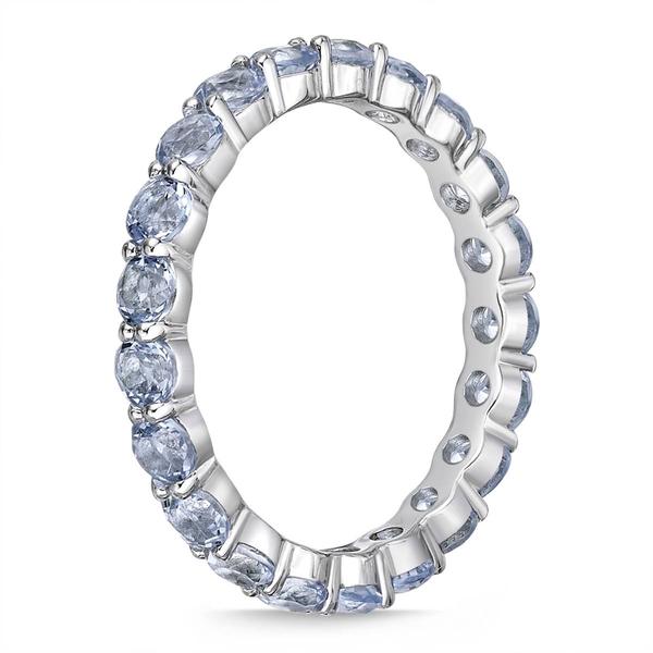 Gemminded 3mm Round Created Aquamarine Ring in Sterling Silver alternate view