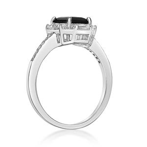 Gemminded Sterling Silver Baguette Onyx & White Sapphire Ring alternate view