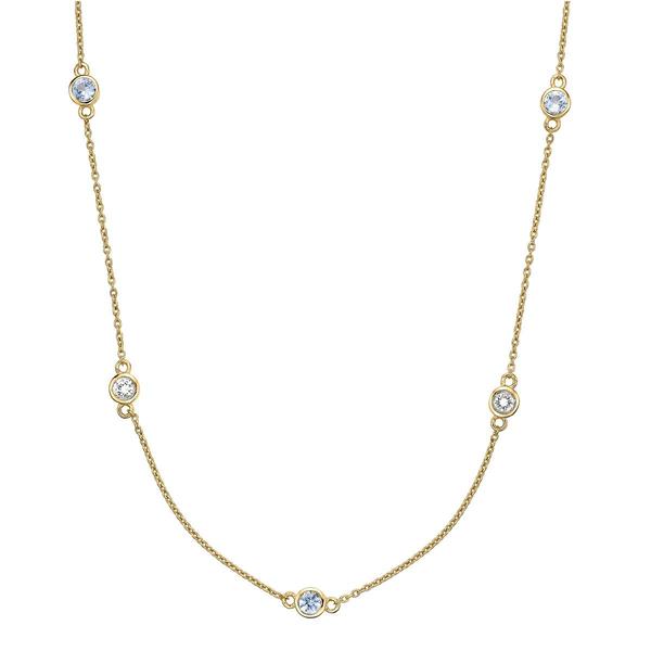 Gemminded 3.5mm Round Created Aquamarine & White Topaz Necklace