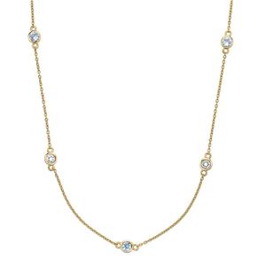 Gemminded 3.5mm Round Created Aquamarine & White Topaz Necklace